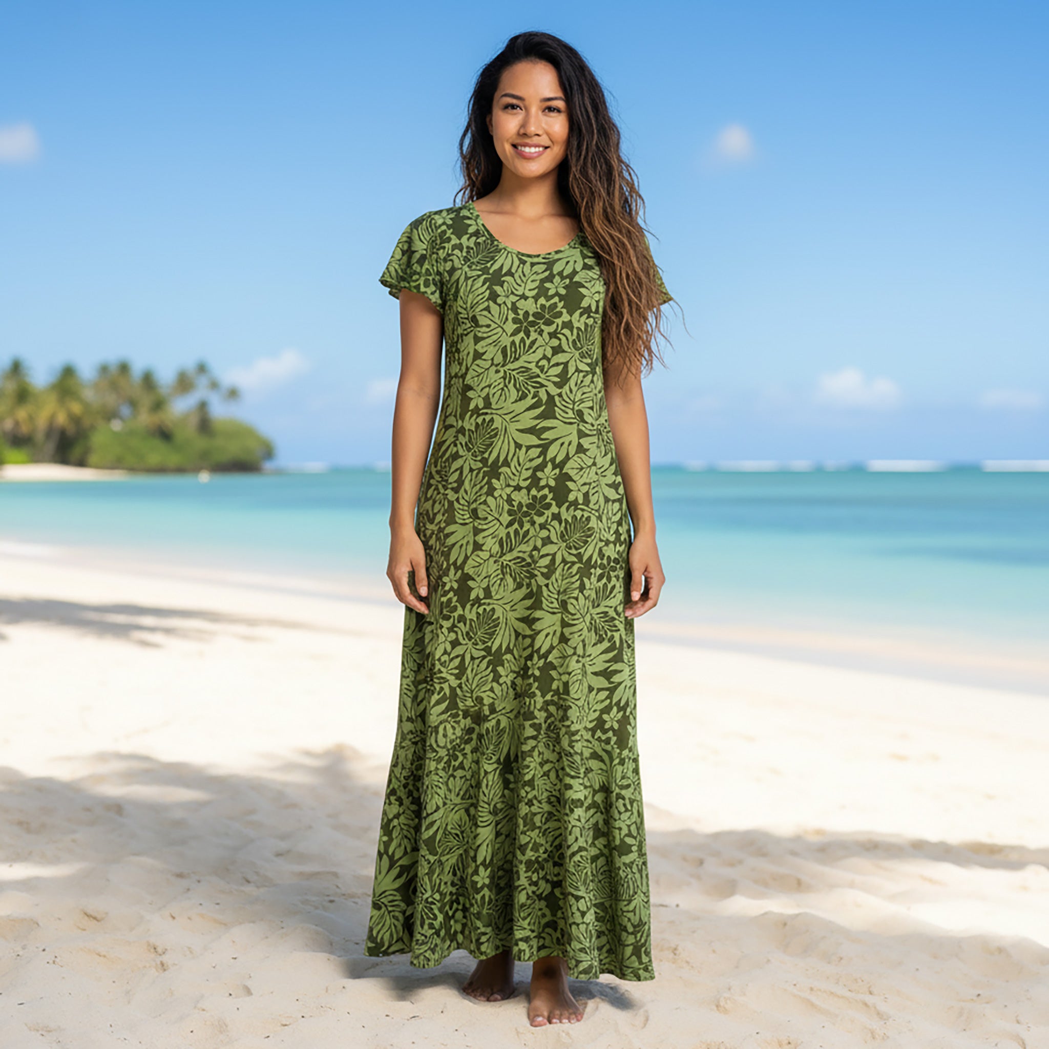 マーメイドラインドレス プルメリア&リーフ [DR-410]