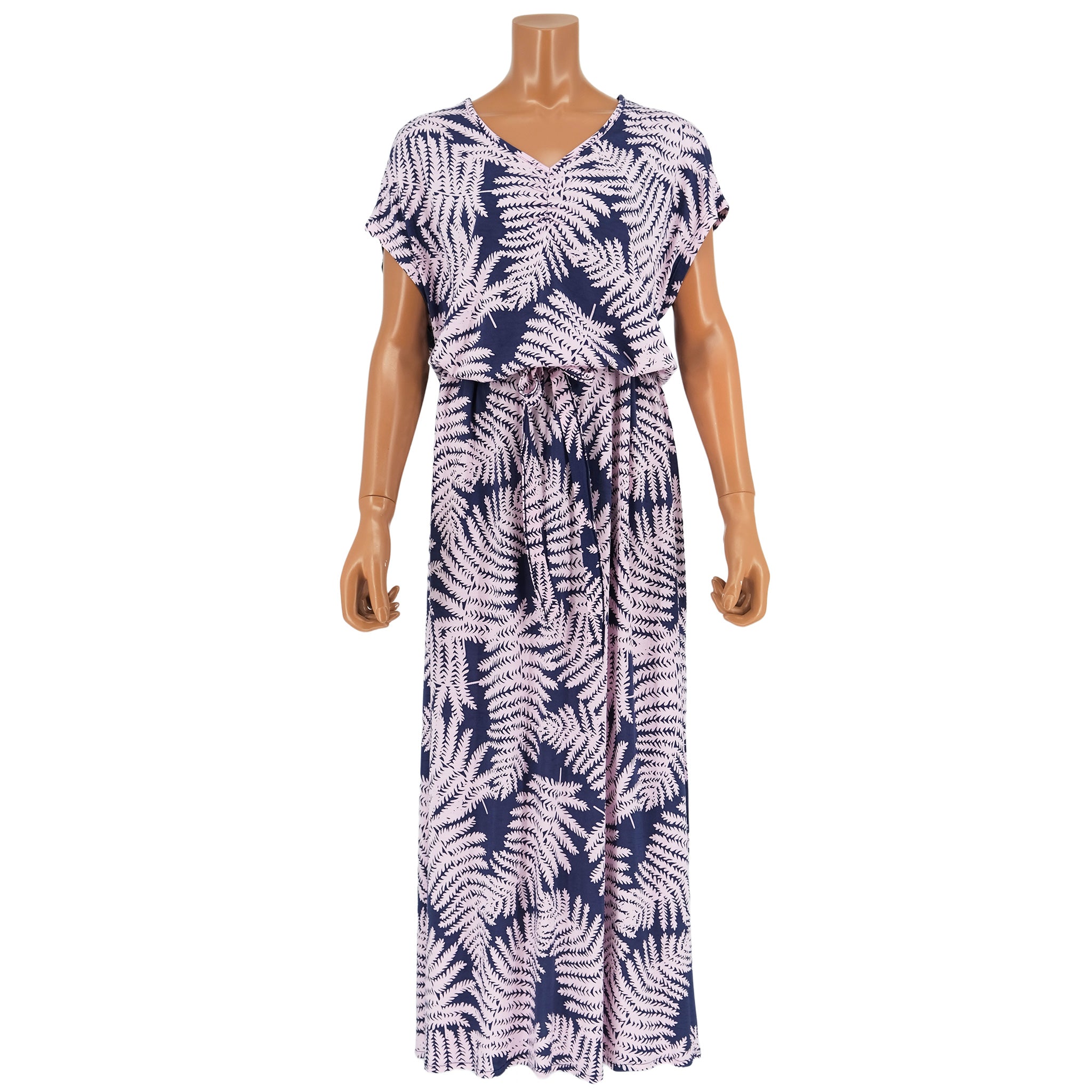 ブラウジングロングワンピース V襟 パラパライ [OP-1130]