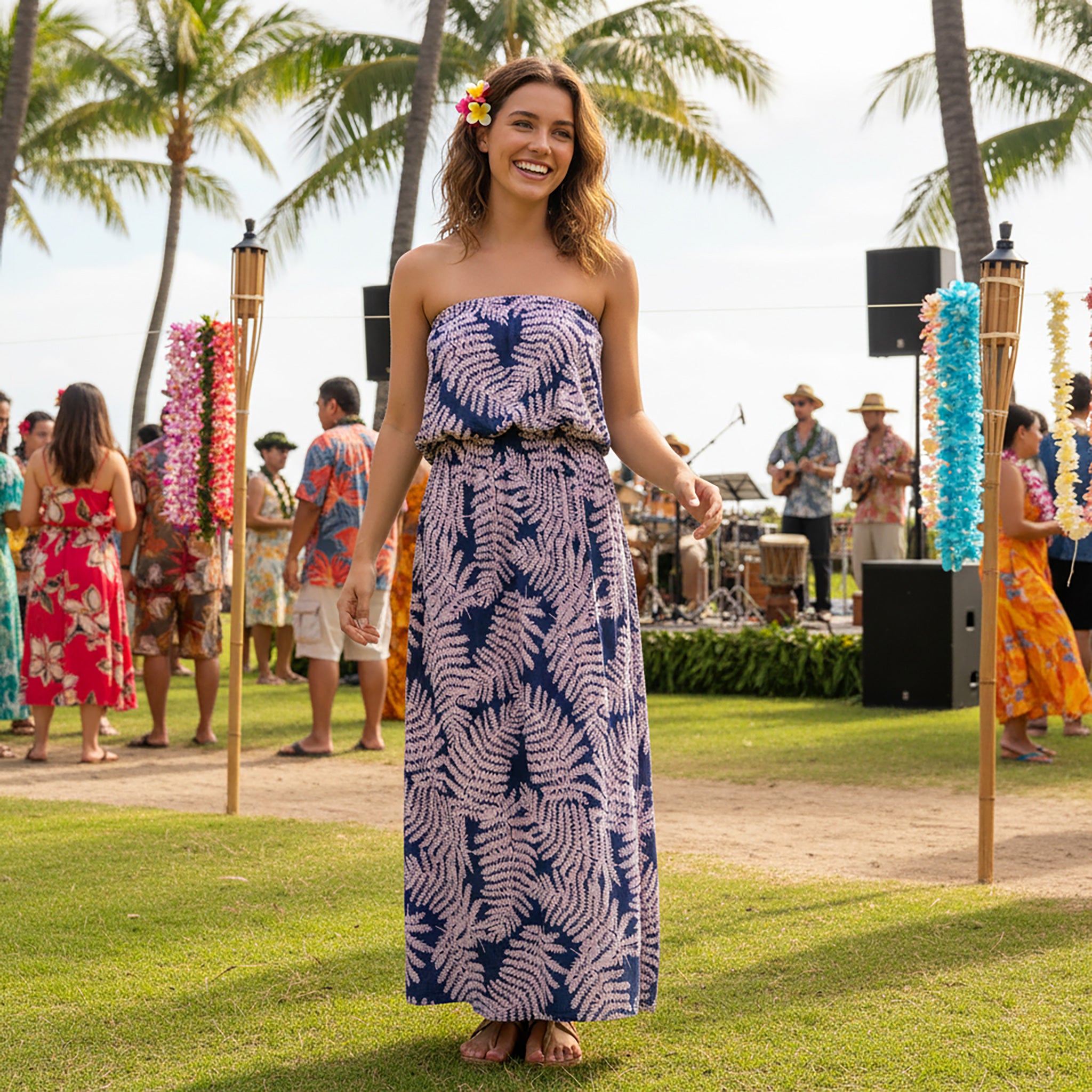 ナニプア ブラウジングベアトップワンピース パラパライ