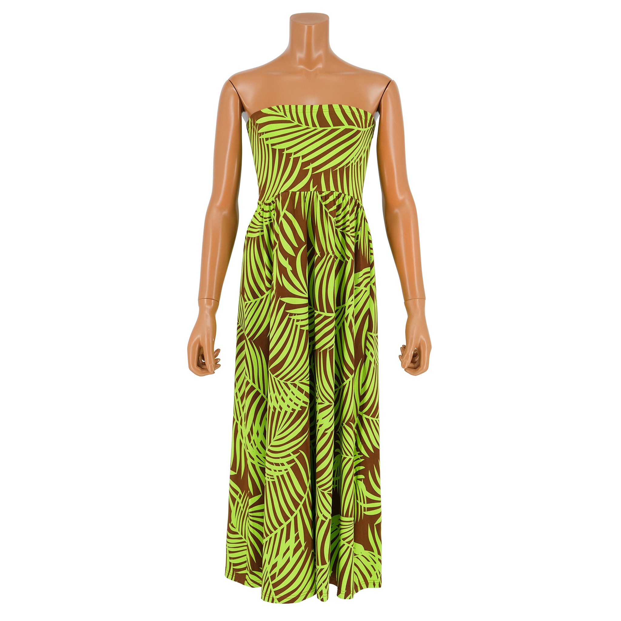 ナニプア ベアトップワンピース パームリーフ