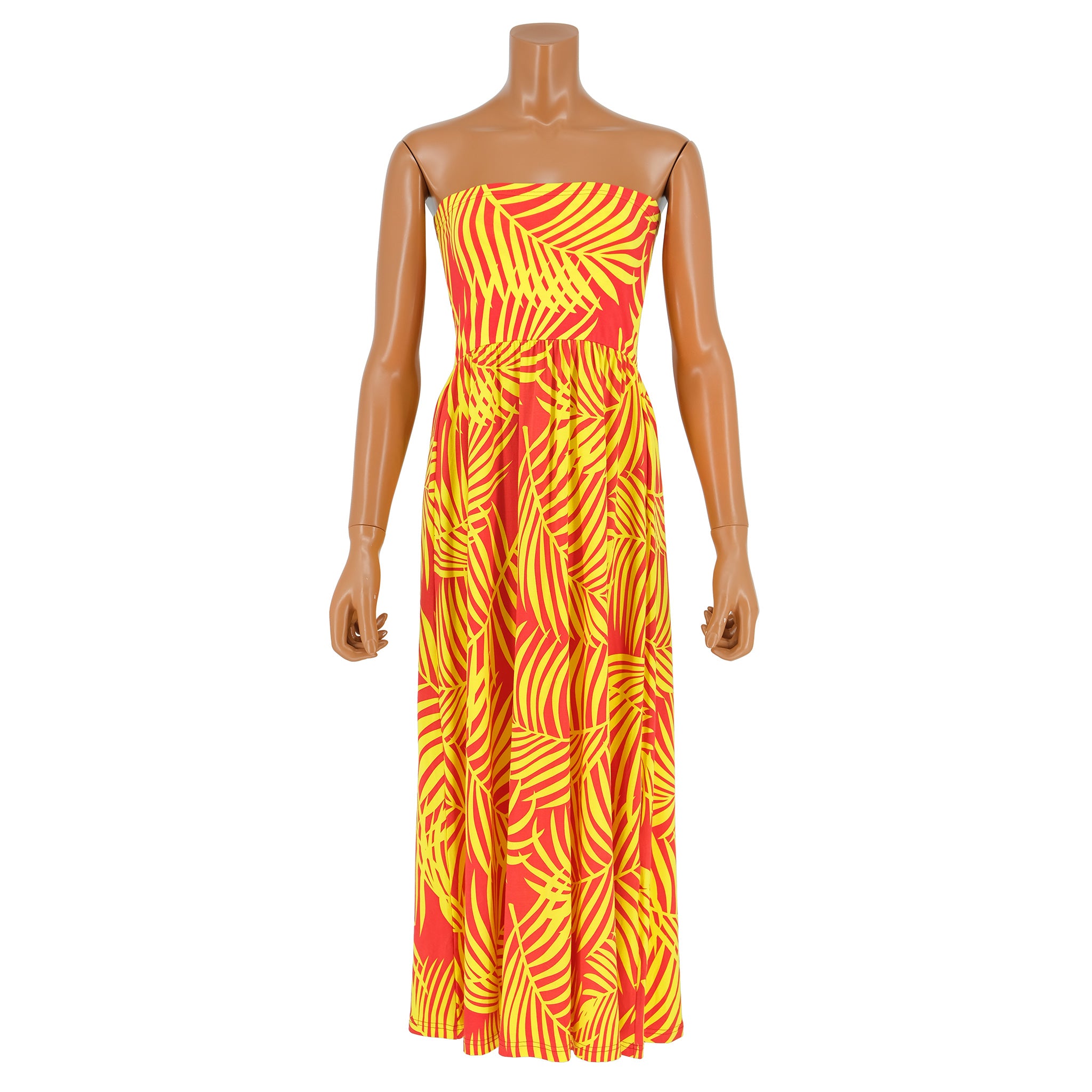 ナニプア ベアトップワンピース パームリーフ