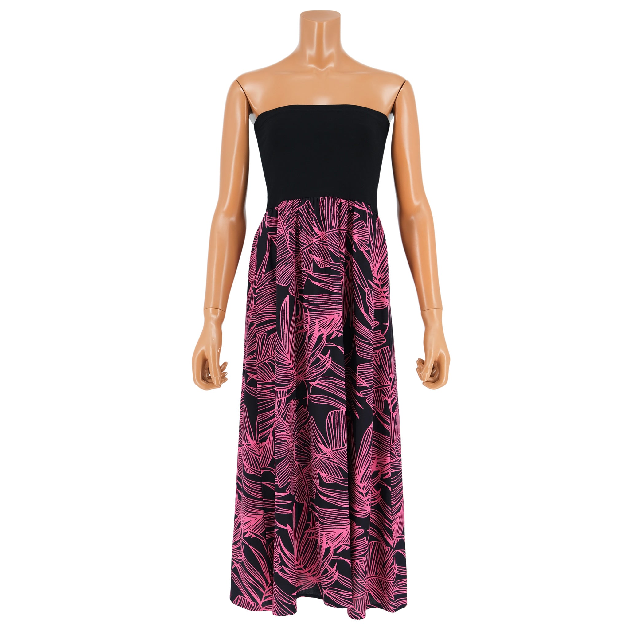 Switching dress with banana leaf and palm leaf patterns [OPS-090] 