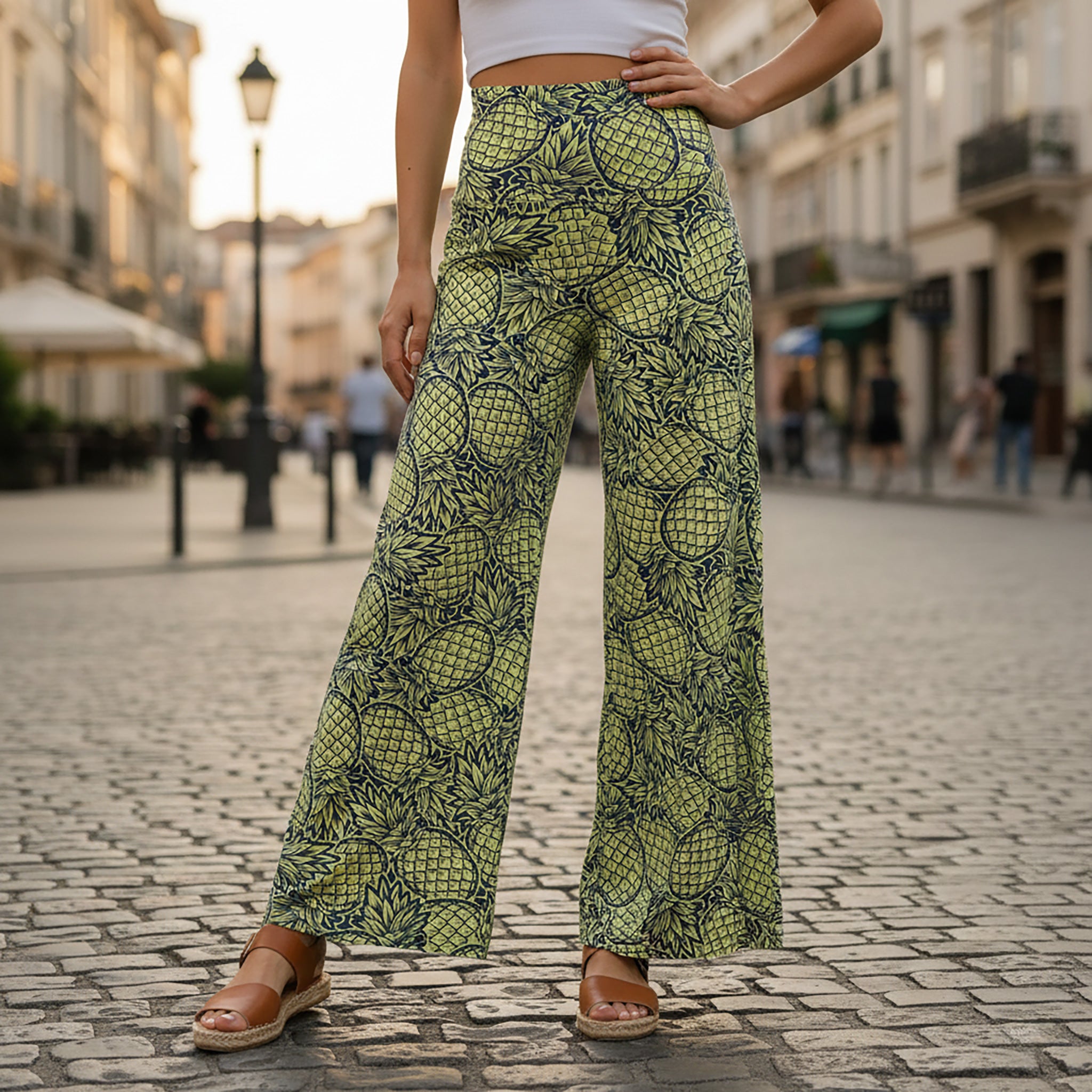 フレアレギンス ロングパンツ パイナップル [PA-4060]