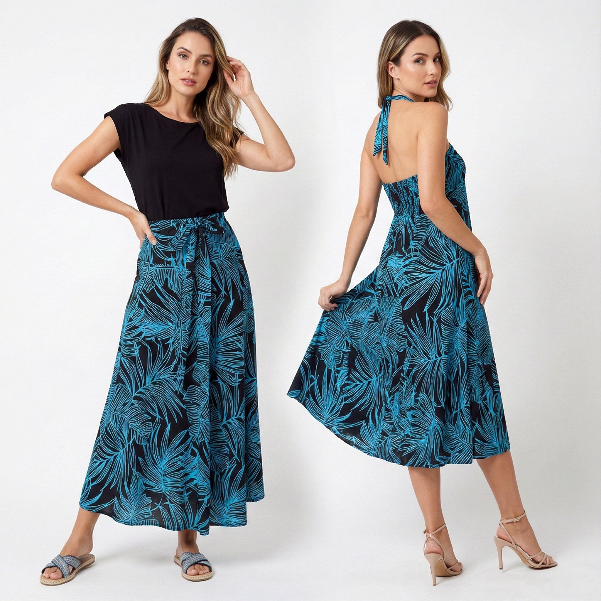 2WAYスカートワンピース バナナリーフ&パームリーフ [SK-2420]