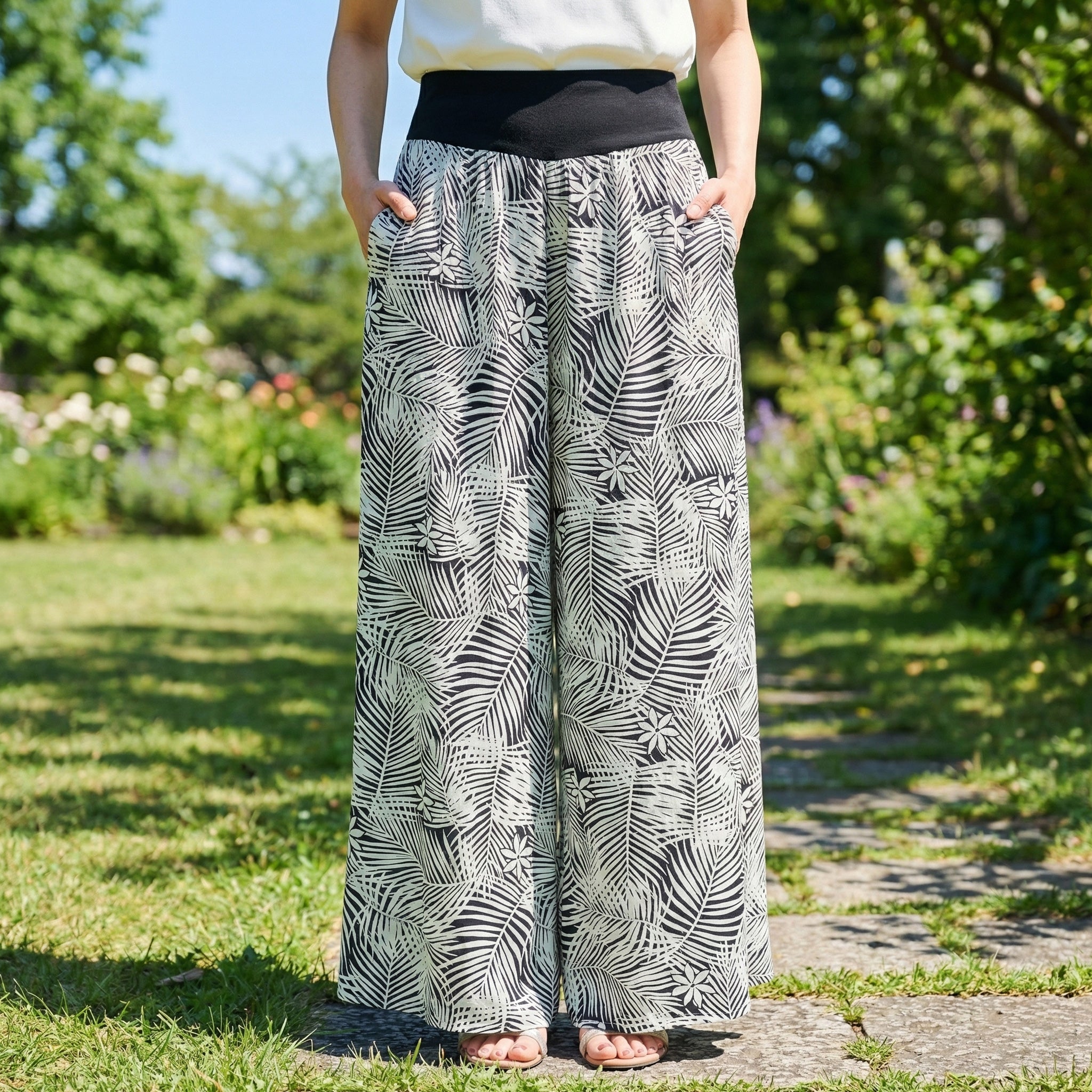 ワイドパンツ パームリーフ&ティアレ [SK-3300]