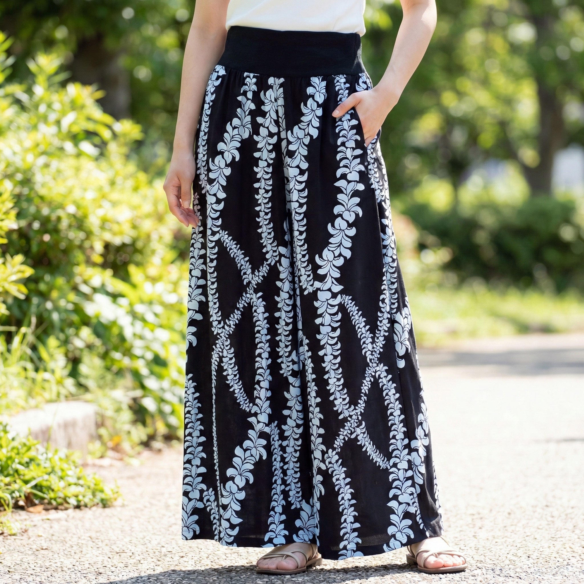 ワイドパンツ プルメリアレイ [SK-3360]