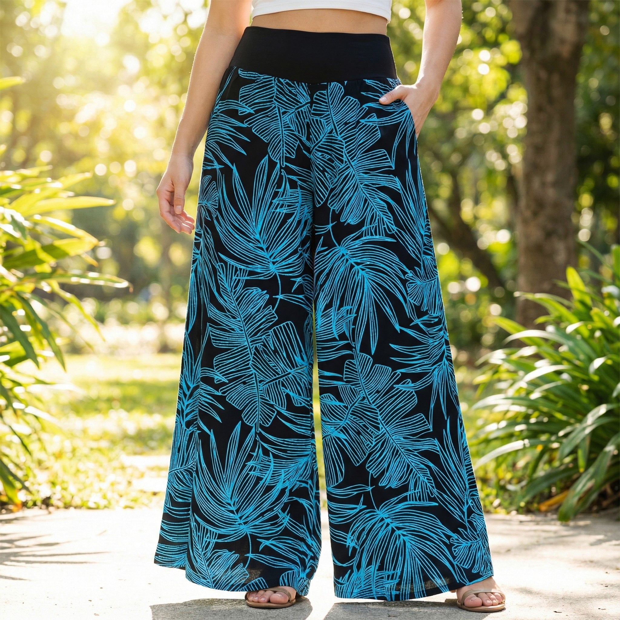 ワイドパンツ バナナリーフ&パームリーフ [SK-3420]