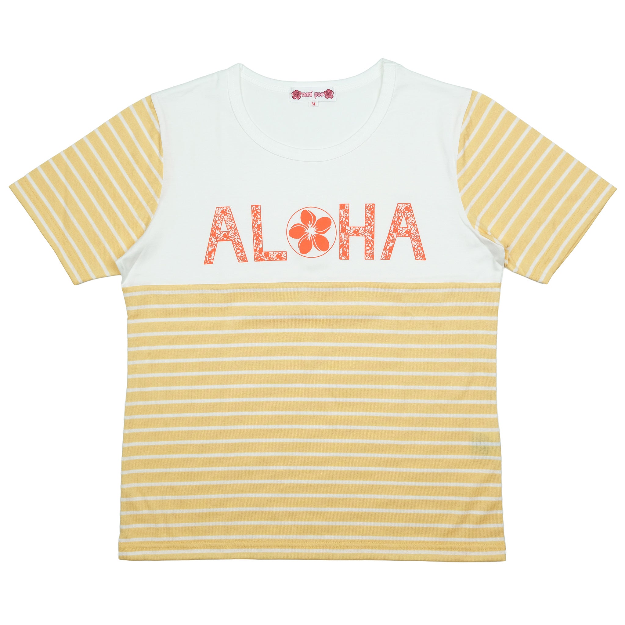 半袖Tシャツ ALOHA プルメリア ボーダー [TS-1230]