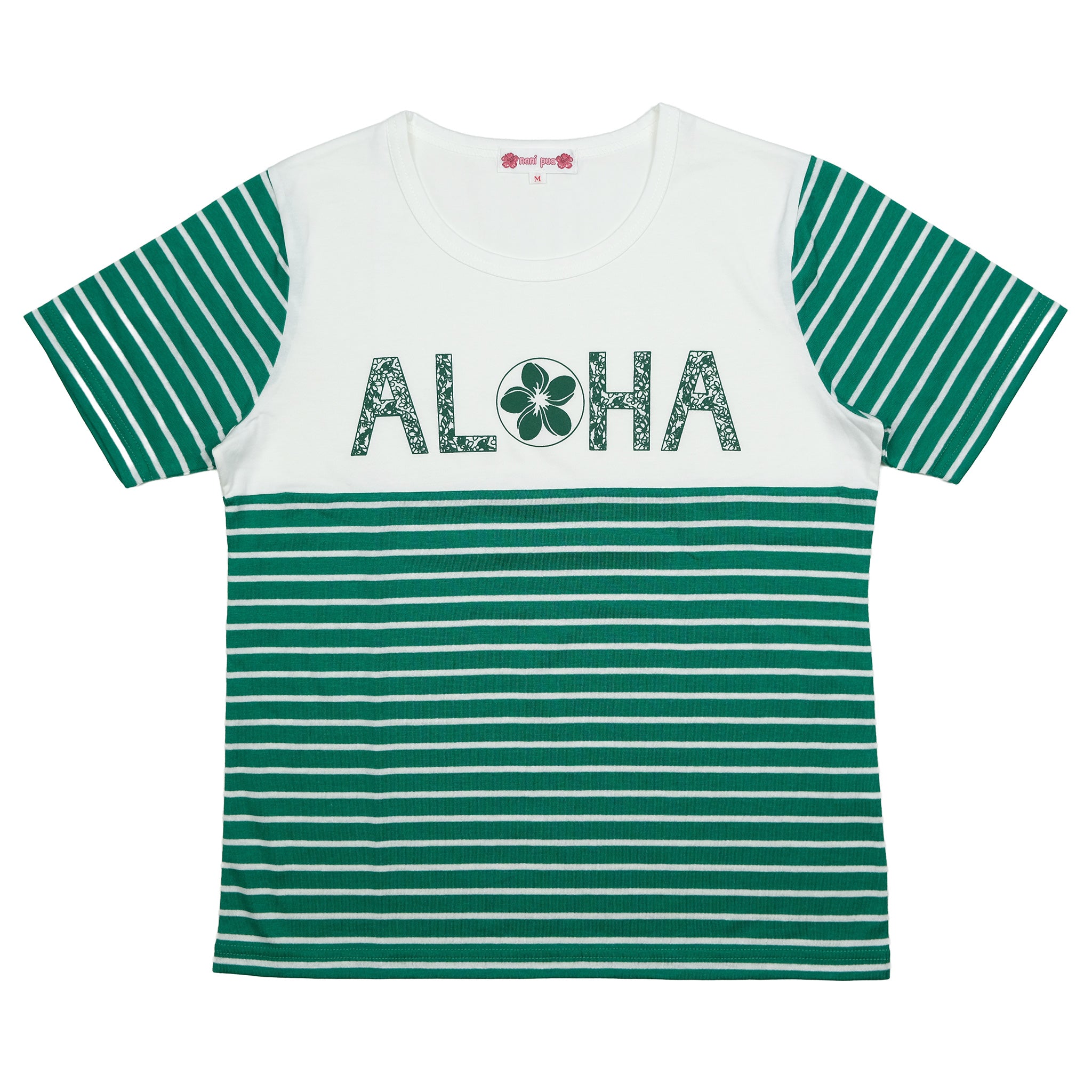 半袖Tシャツ ALOHA プルメリア ボーダー [TS-1230]