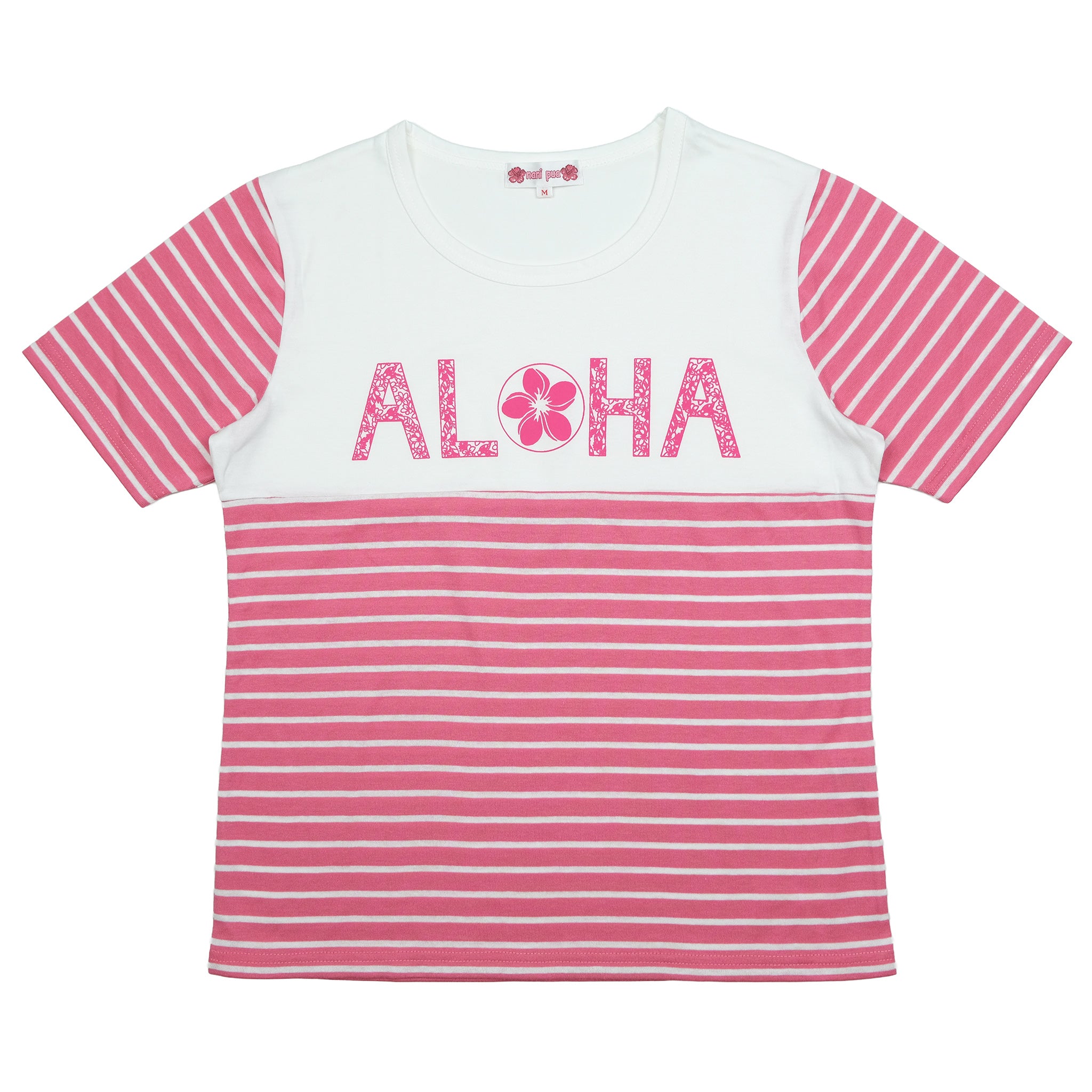 半袖Tシャツ ALOHA プルメリア ボーダー [TS-1230]