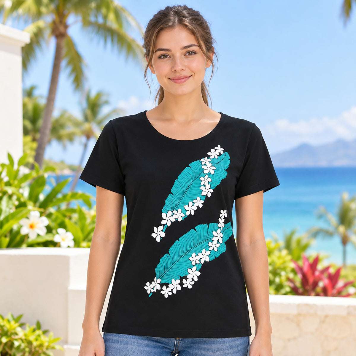 半袖Tシャツ バナナリーフ&プルメリア [TS-2310]