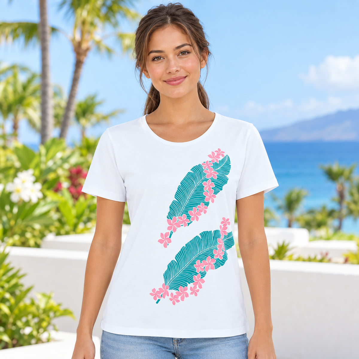 半袖Tシャツ バナナリーフ&プルメリア [TS-2310]