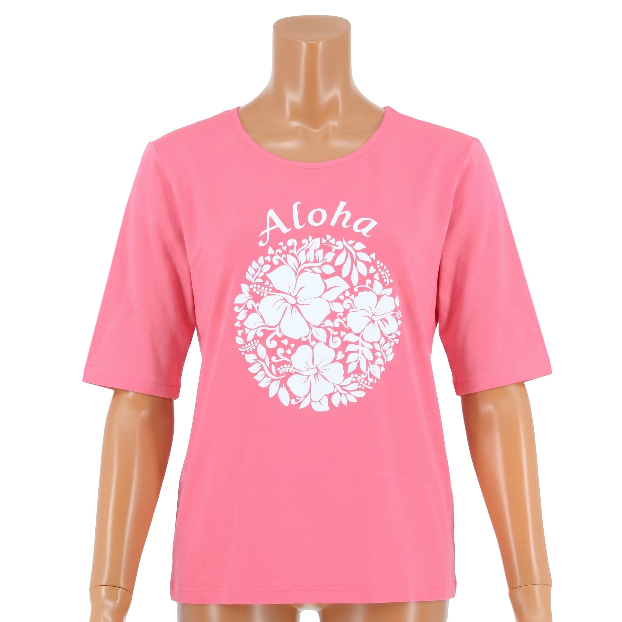 五分袖Tシャツ アロハ ハイビスカス [TSH-2230]