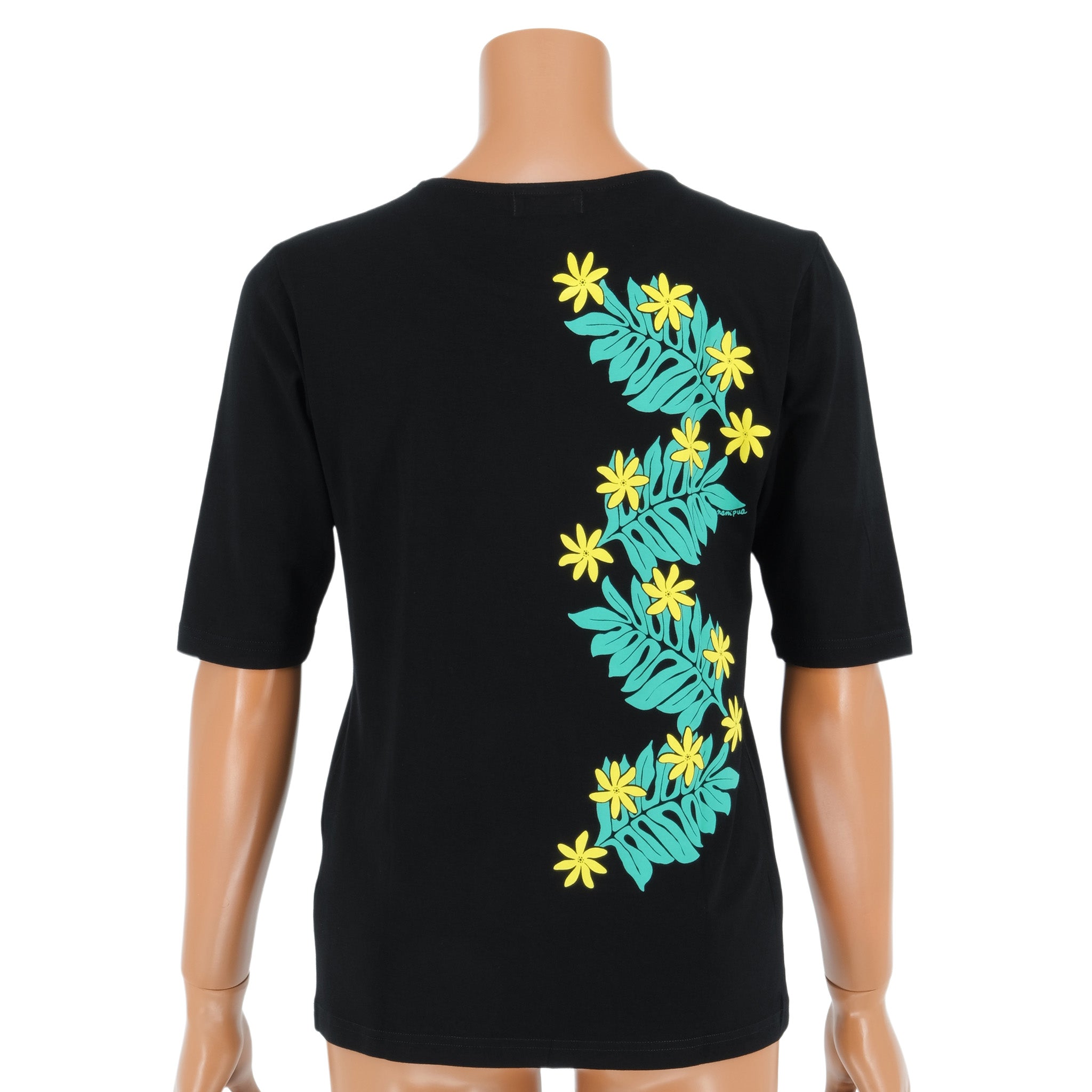 五分袖Tシャツ モンステラ&ティアレ [TSH-2280]