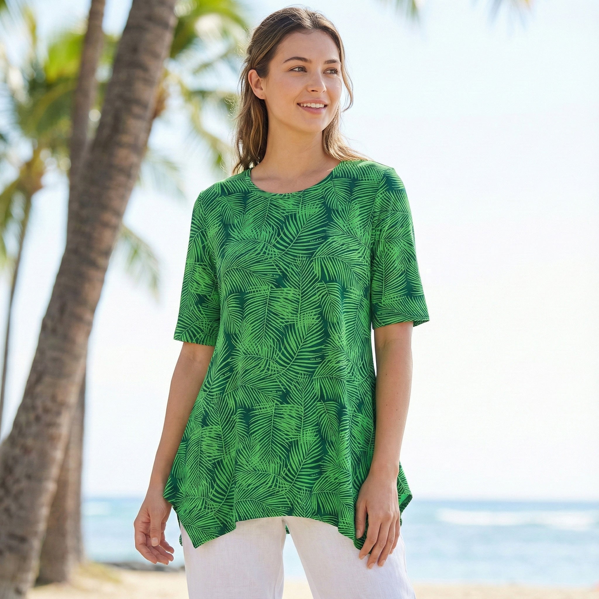 半袖チュニック パームリーフ [TU-2430]