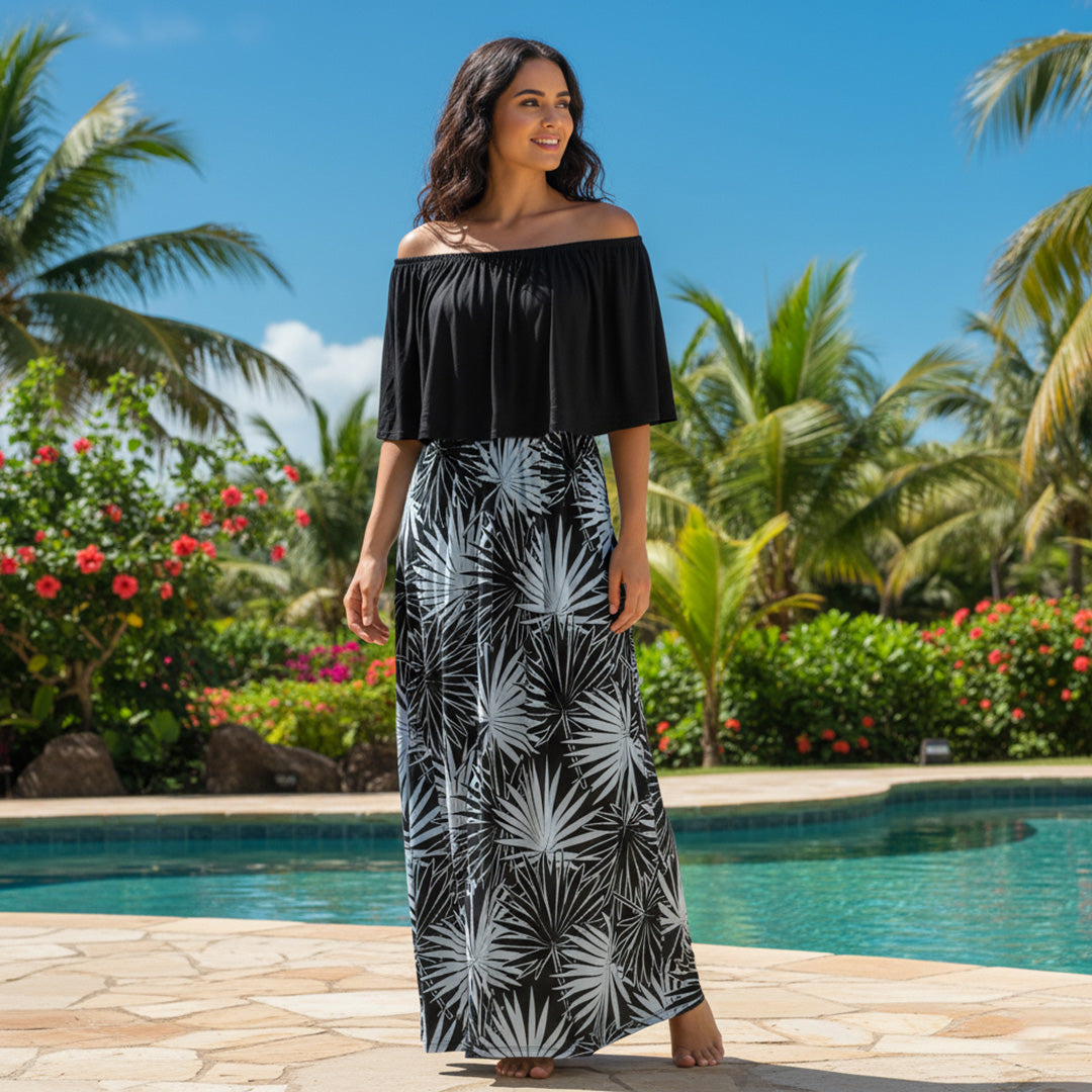 ナニプア ベアトップワンピース モンステラ